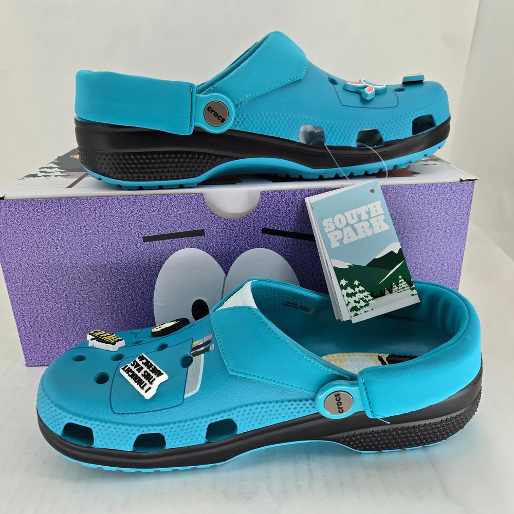 Crocs South‎ Park Randy Marsh Classic Clog Teal Blue Mens 8 Womens 10 211502-90H